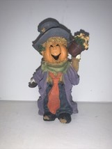 Vintage Halloween  Thanksgiving Harvest Pumpkin Scarecrow Resin Figurine 4 1/2 &quot; - £7.03 GBP