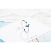 925 Sterling Silver Blue Mermaid Tail Adjustable Ring - FAST SHIPPING!!! - £9.38 GBP