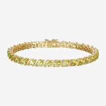 3.5x2mm Finto Taglio Marchesa Peridoto CARATI Tennis Bracciale 14K Placcato Oro - $148.73