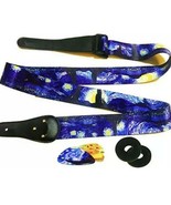 &quot;Starry Night&quot; Guitar Strap Includes 2 Strap Locks &amp; 2 Matching Picks. N... - £24.91 GBP