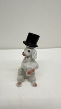 WHITE CHINA POODLE WITH TOP HAT AND PINK AND GOLD TRIM Japan - $27.68 CAD