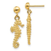 14K Gold Sea Horse Dangle Earrings Jewerly - £185.42 GBP
