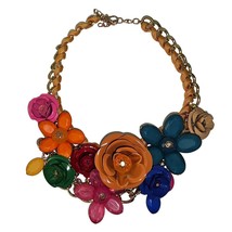 Deep Rainbow Rose Chunky Collar Necklace - €47,62 EUR