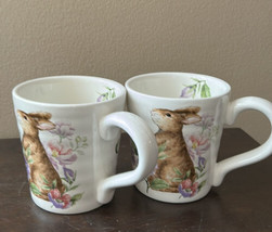 Maxcera Coffee Mugs Set Of 2 Cups New Easter Bunny Floral Spring Pattern - £27.49 GBP