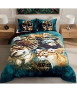 JUNGLE ALL ANIMALS BLANKET  WITH SHERPA VERY SOFTY THICK &amp; WARM 3 PCS QU... - $1,181.95 MXN