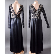 Women Black Lace Victorian Evening Party Backless Long Gown Maxi Dress S... - $41.13 CAD