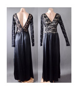 Women Black Lace Victorian Evening Party Backless Long Gown Maxi Dress S... - $41.13 CAD