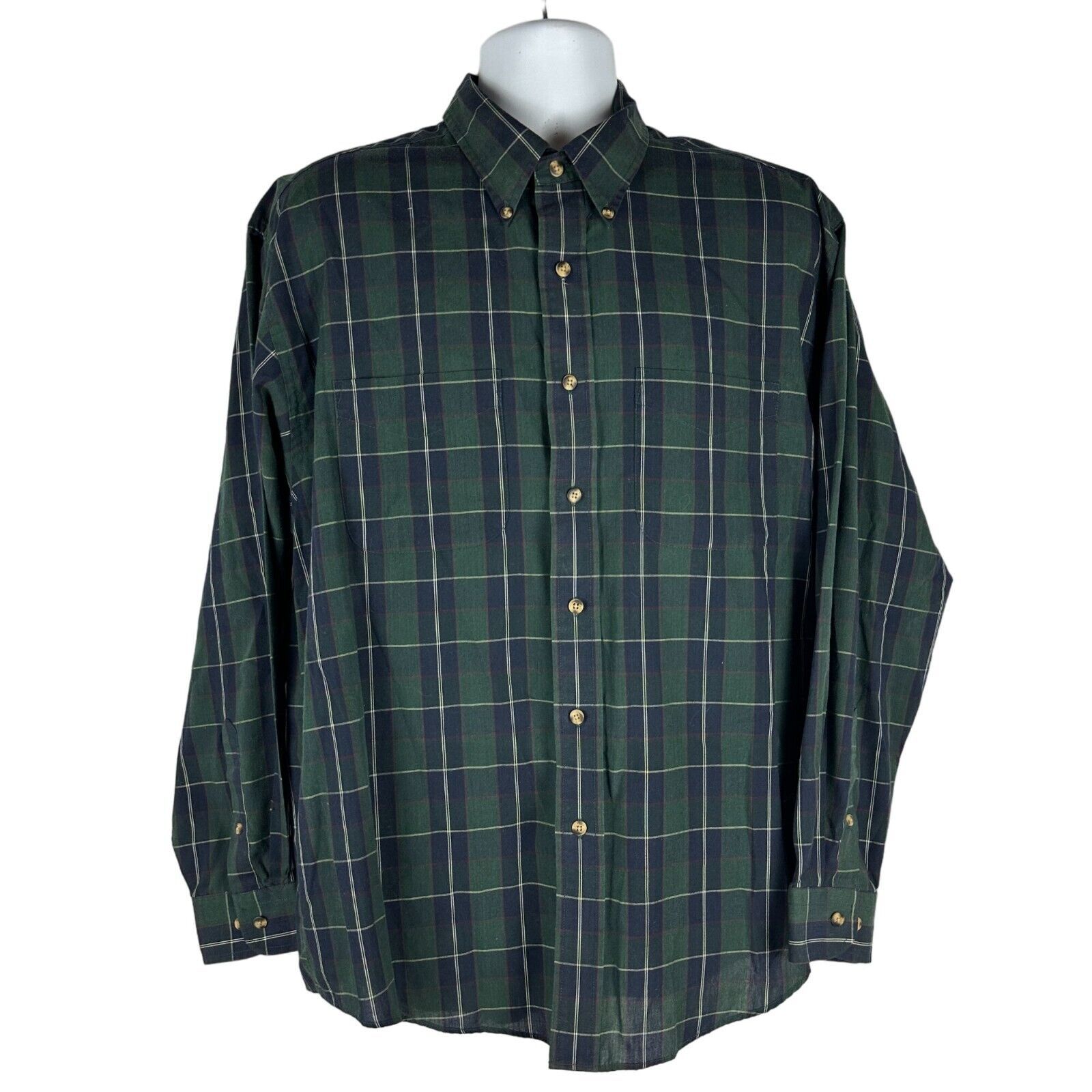 Van Heusen Men&#39;s Wrinkle-Free Plaid Button-Down Shirt Size L 16-16.5 - $18.50