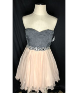 Gray and light peach strapless party dress from Debs store size 3/4 - $33.12 CAD
