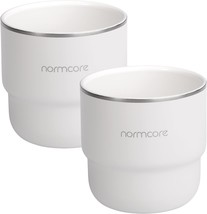 Normcore Espresso Cups Set 2, 7oz Double Wall Ceramic-Coated Tumbler, White - $18.81