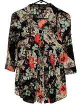 Style &amp; Co Sheer Floral Blouse Tunic Top Empire Waist Sz PS Petite - £12.47 GBP