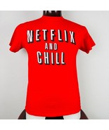 Netflix and Chill Mens M Red Graphic T-Shirt Short Sleeves Shirt - $19.79