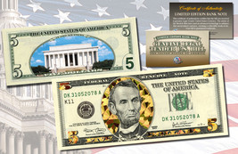 $5 Banknote Dual Overlay GOLD HOLOGRAM &amp; POLYCHROME COLOR $5 U.S. Bill 2... - £16.88 GBP