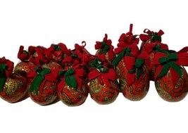 Paisley Paper Mache Christmas Ball Ornaments Red/Gold/Green Lot of 18. 1990s EUC - £50.47 GBP
