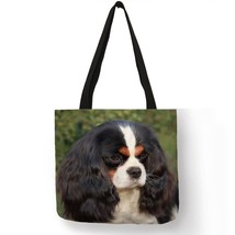 Custom Cute Charles Spaniel Dog Prints Tote Bag For Women Ladies Handbag Reusabl - £11.49 GBP