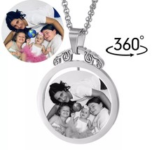 Collares con colgante redondo giratorio de 360 ° para mujer, joyería personaliza - £18.76 GBP+