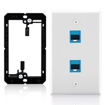 Ethernet Wall Plate With Low Voltage Mounting Bracket, Single Gang 2 Por... - £18.03 GBP