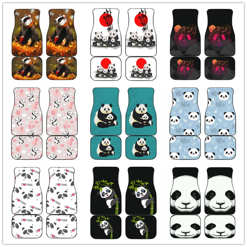 Panda Design Bamboo Printed  All Protective Car Floor Mats Heavy Carpet Front - £42.34 GBP
