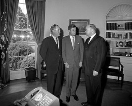 President John F. Kennedy with Hubert Humphrey and VFW Commander Photo P... - $8.99