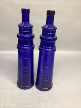 Colbalt Blue Lighthouse Glass Wine Bottles Cape Cod Beach Decor - No Sto... - $19.79