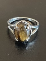 Natural Tiger Eye Stone S925 Stamped Silver Plated Woman Ring Size 10 - £11.85 GBP