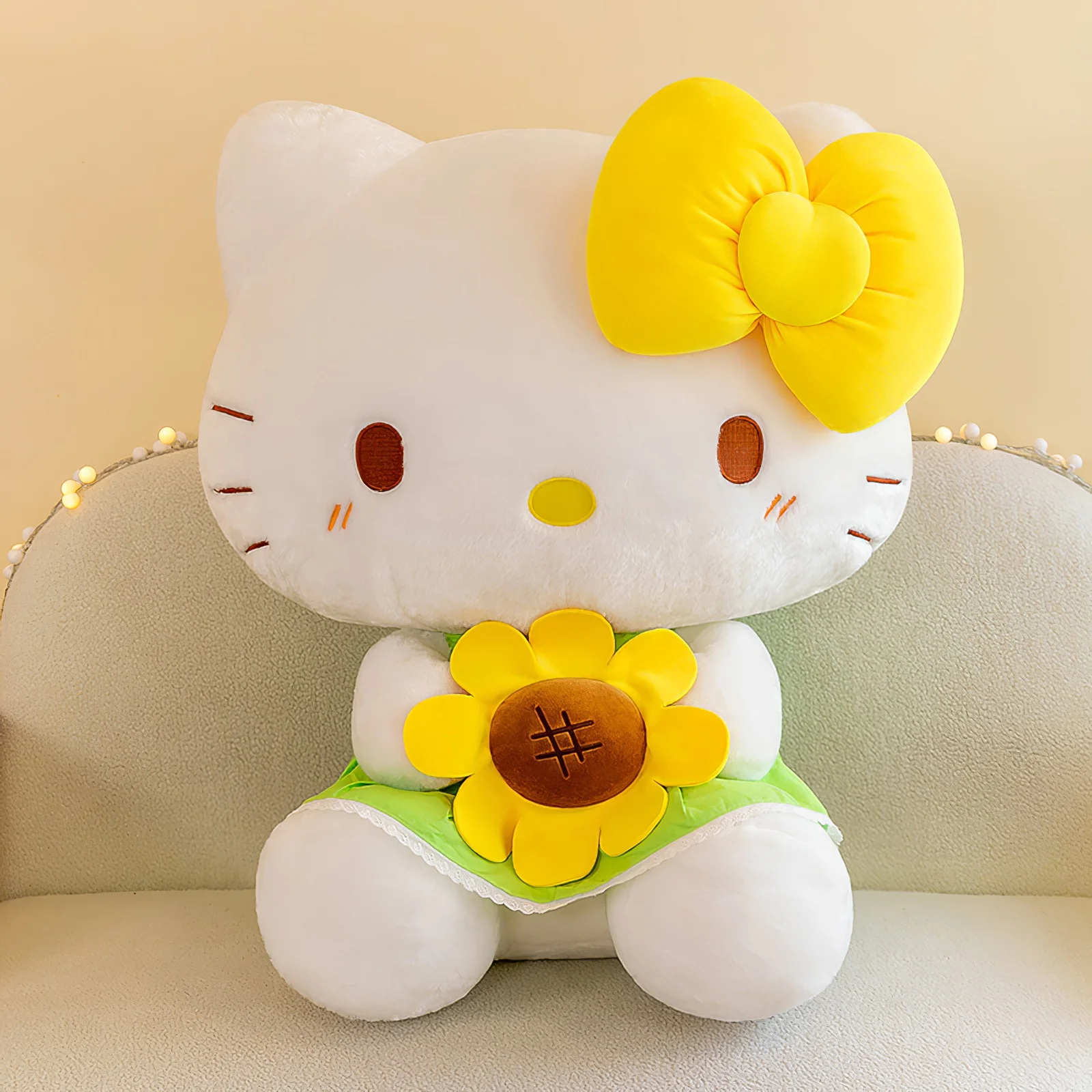 60cm Hello Kitty-Yellow Cartoon Sanrio Kitty Plush Toy Kawaii Sunflower KT Cat S - £54.51 GBP