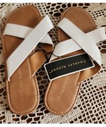 Charles Albert ~ Slip On ~ Criss-Cross Strap Sandals ~ WHITE ~ Size Larg... - $14.96