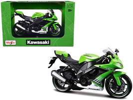 2010 Kawasaki Ninja ZX-10R Green w Plastic Display Stand 1/12 Diecast Motorcycle - £21.66 GBP