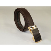 Mens VALENTINI Leather Belt Automatic Adjustable Removable Buckle RT036 Brown image 4