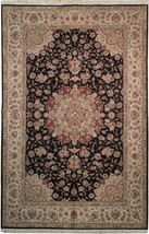 Black Traditional Handmade 6 x 9 Perfect Condition High end Wool &amp; Silk Rug - £841.08 GBP