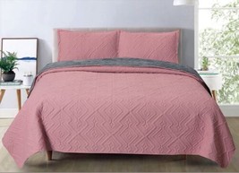 Colcha Con Borrego Color Rosado Suave Y Caliente 3 Piezas Tamaño King - $69.29