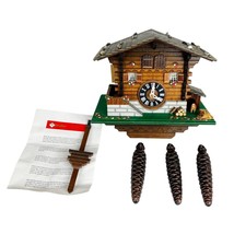 New Lotscher Musical Edelweiss Chain Cuckoo Clock Cabin Swiss Switzerlan... - £234.66 GBP