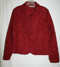 Croft &amp; Barrow Misses MEDIUM Jacket Career Blazer Red Burgundy Tapestry ... - $12.77