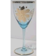 Vintage Blue Cordial Glass With Gold Trim And Flower 6.5&quot; Tall Stemware - $243.52 MXN