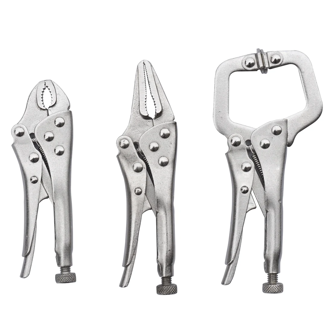 3Pcs Mini Vise Loc Pliers Set 4in. Curved Jaw and 5in. Long Nose and 5 in. C Cla - £165.71 GBP