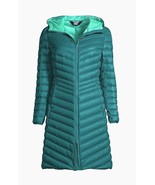 New Lands&#39; End Women&#39;s Hooded Ultralight Packable Long Down Coat Blue Sz... - $230.90 CAD