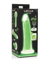 Curve Toys Lollicock 7&quot; Glow In The Dark Silicone Dildo - Green - $35.70
