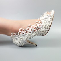 2021 New arrival Womens weddding shoes Bride White Lace shoes woman High... - £68.50 GBP