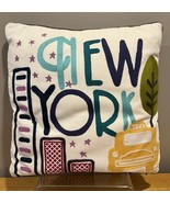 Pottery Barn Teen New York City Square Throw Pillow EMBROIDERED Down Fil... - $29.69