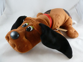 Pound Puppies brown and blck 2021 with red collar 17&quot; cuddle toy - £11.67 GBP