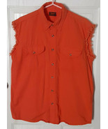 Biker Wear Muscle Fringed Sleeveless Orange Shirt Sz Lg Snap Down Collar... - £9.47 GBP