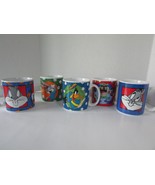 5 Ceramic Looney Tunes Coffee Mugs Bugs Bunny Taz Daffy Duck Warner 1993/94 - $19.75