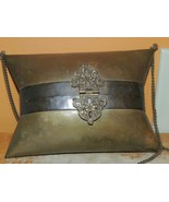 Art Deco Pillow Purse Bag Brass&amp; Copper Blue Velvet Lining Cushion Antiq... - $17.09