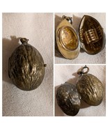 Antique Victorien Figuratif Noyer Poudre Compact &amp; Parfum Bouteille Laiton - €210,41 EUR