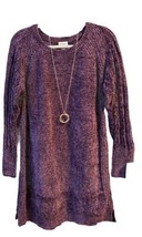 NWT Lularoe Medium Solid Dark Purple Lauren Soft Chenille Sweater Dress - £46.28 GBP