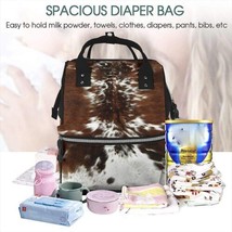 Diaper Bag Tri Color Brown Cowhide Print Backpack, Baby Nappy Storage Travel Bag - £22.05 GBP