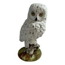 Vintage Snowy Owl Mystical White Owl Tree Branch Paperweight Figurine Wide Eyed - £22.55 GBP