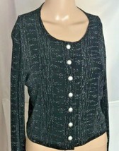 Betsy&#39;s Things Vintage Women&#39;s Cropped Jacket Size S Black Metallic Unlined - $22.53