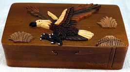 Wooden Puzzle Jewelry / Trinket Box with 3D Eagle on Lid - $66.00