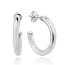Stylish 20mm Chunky Open Hoops of Sterling Silver Earrings - £13.43 GBP